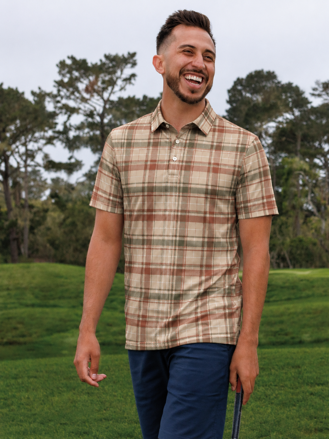 Canyon Plaid Performance Golf Polo