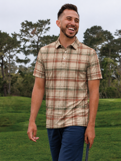 Canyon Plaid Performance Golf Polo