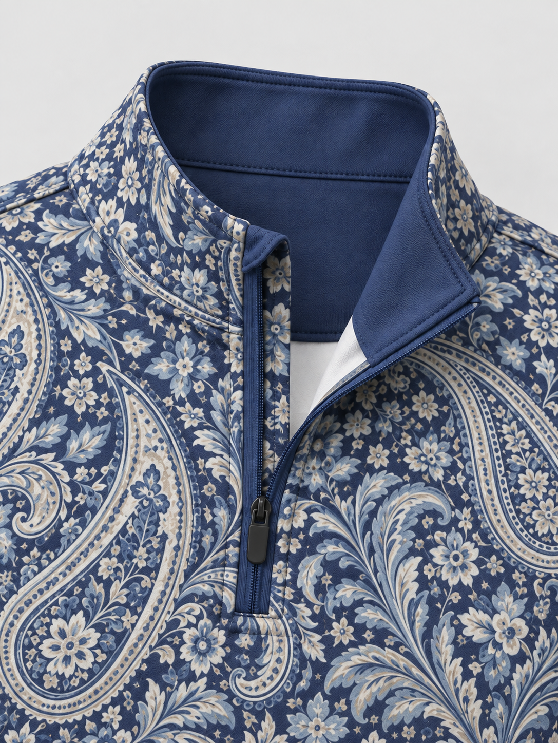 Navy Paisley Golf Quarter-Zip Pullover