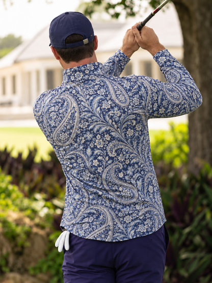 Navy Paisley Golf Quarter-Zip Pullover