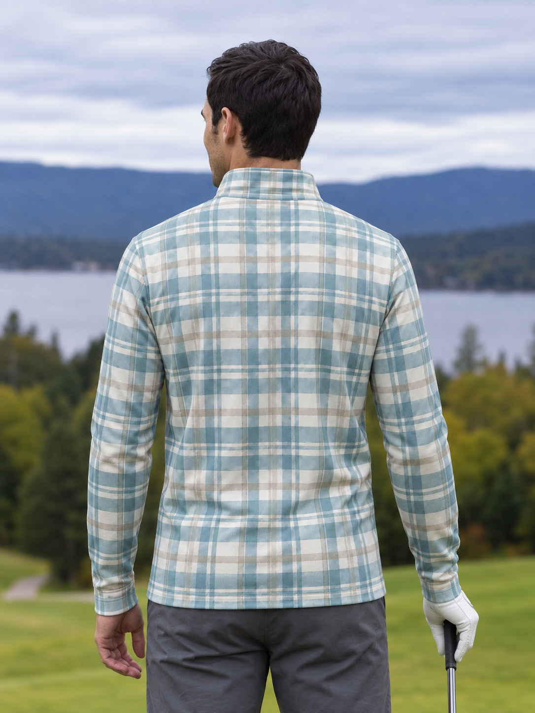 Coastal Plaid Golf Quarter-Zip Pullover