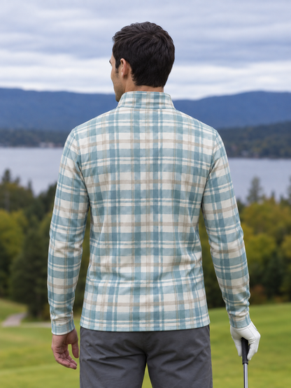 Coastal Plaid Golf Quarter-Zip Pullover