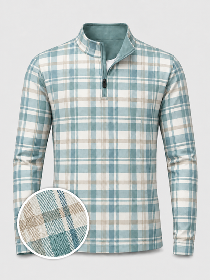 Coastal Plaid Golf Quarter-Zip Pullover