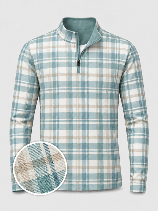 Coastal Plaid Golf Quarter-Zip Pullover