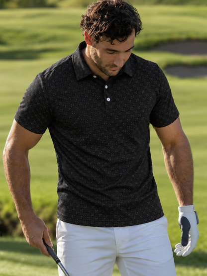Black Crossed Clubs Performance Golf Polo