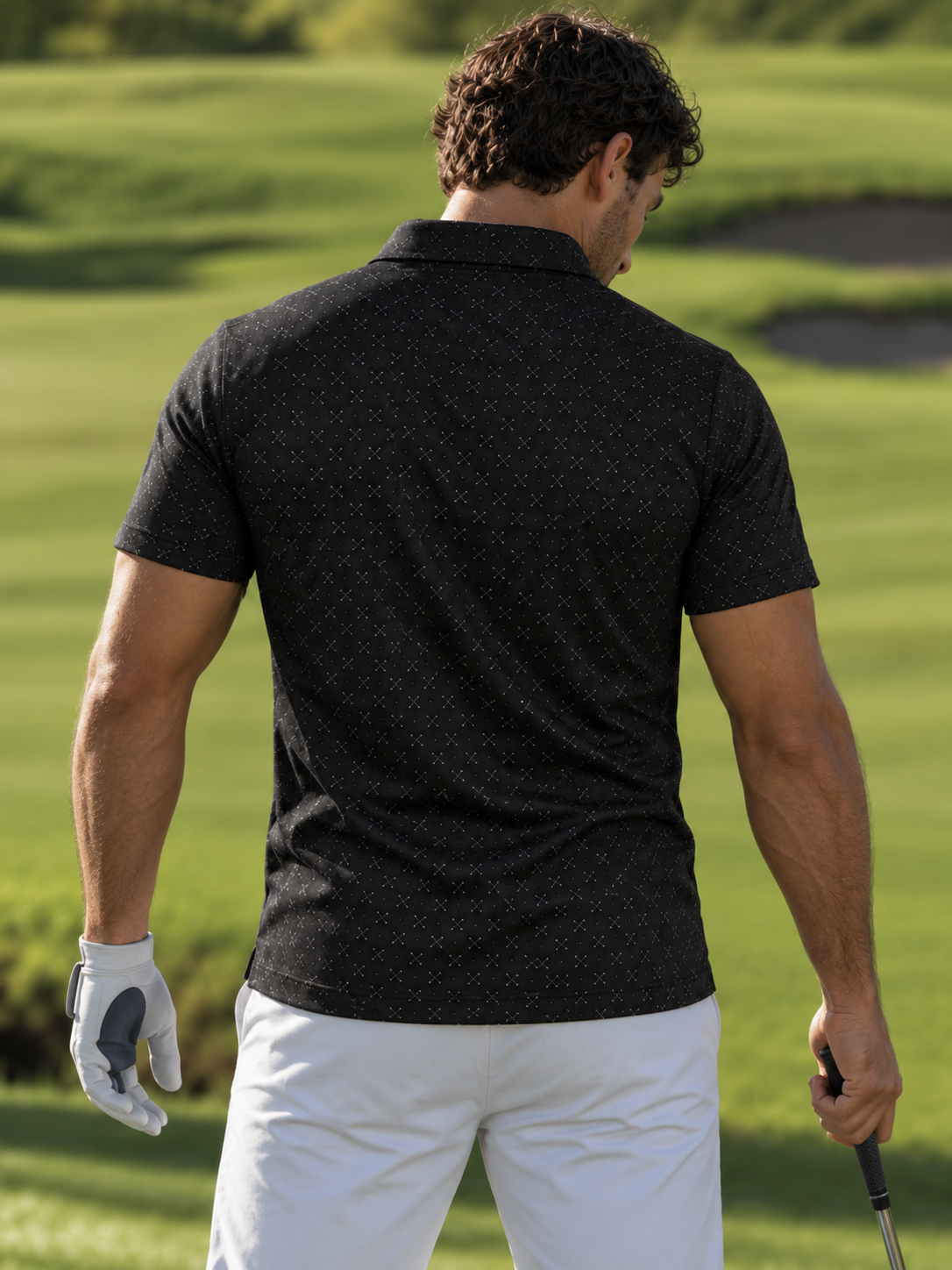 Black Crossed Clubs Performance Golf Polo