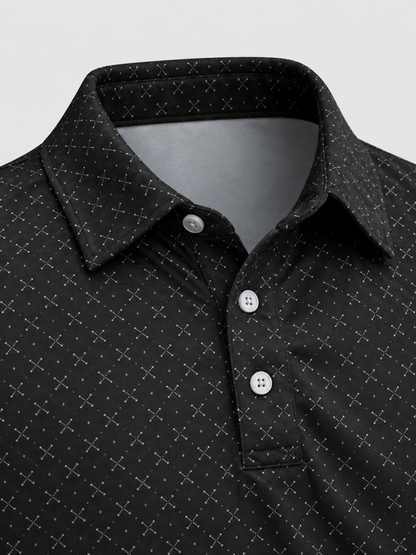 Black Crossed Clubs Performance Golf Polo