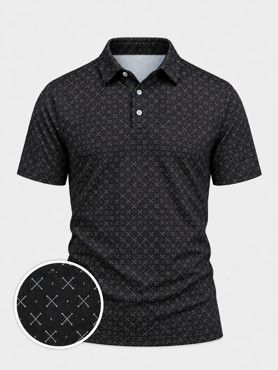 Black Crossed Clubs Performance Golf Polo