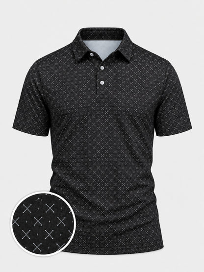 Black Crossed Clubs Performance Golf Polo