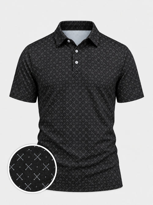 Black Crossed Clubs Performance Golf Polo