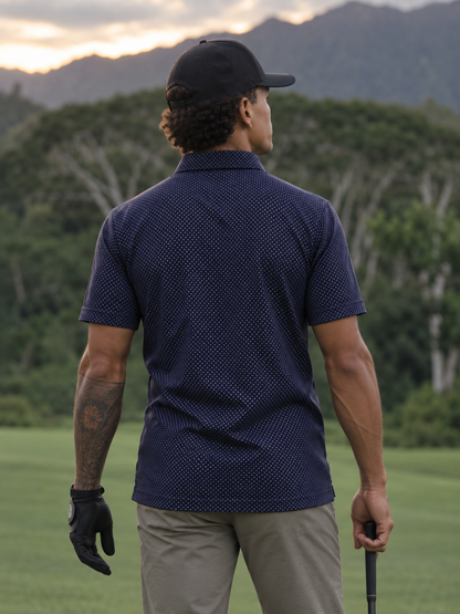 Navy Micro Dot Performance Golf Polo