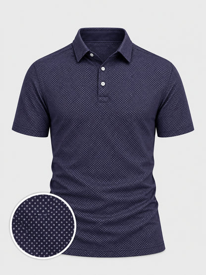 Navy Micro Dot Performance Golf Polo