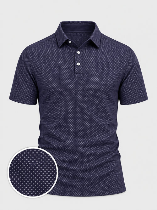 Navy Micro Dot Performance Golf Polo