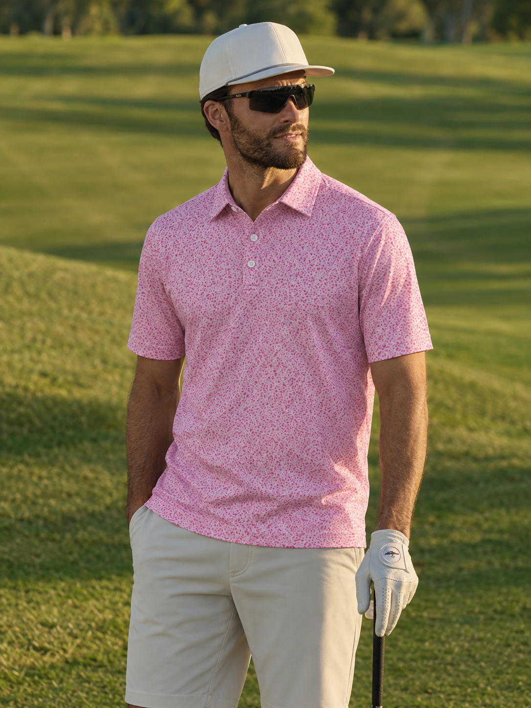 Pink Speckle Performance Golf Polo