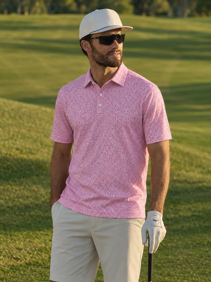 Pink Speckle Performance Golf Polo