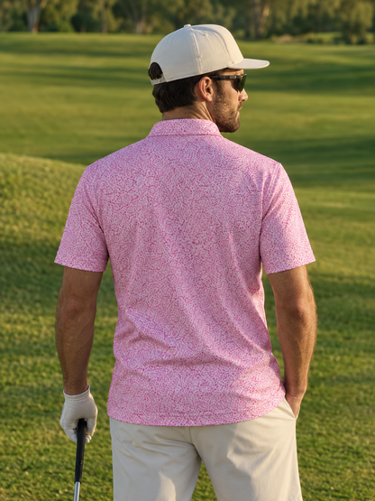 Pink Speckle Performance Golf Polo