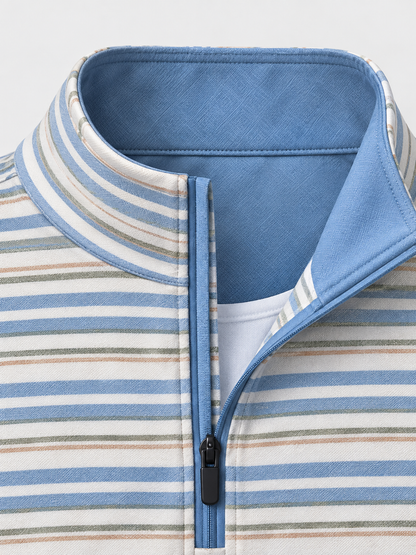 Coastal Stripe Golf Quarter-Zip Pullover