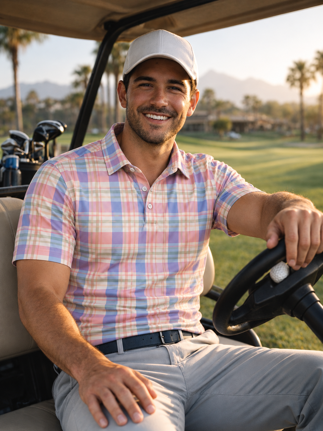 Resort Plaid Performance Golf Polo