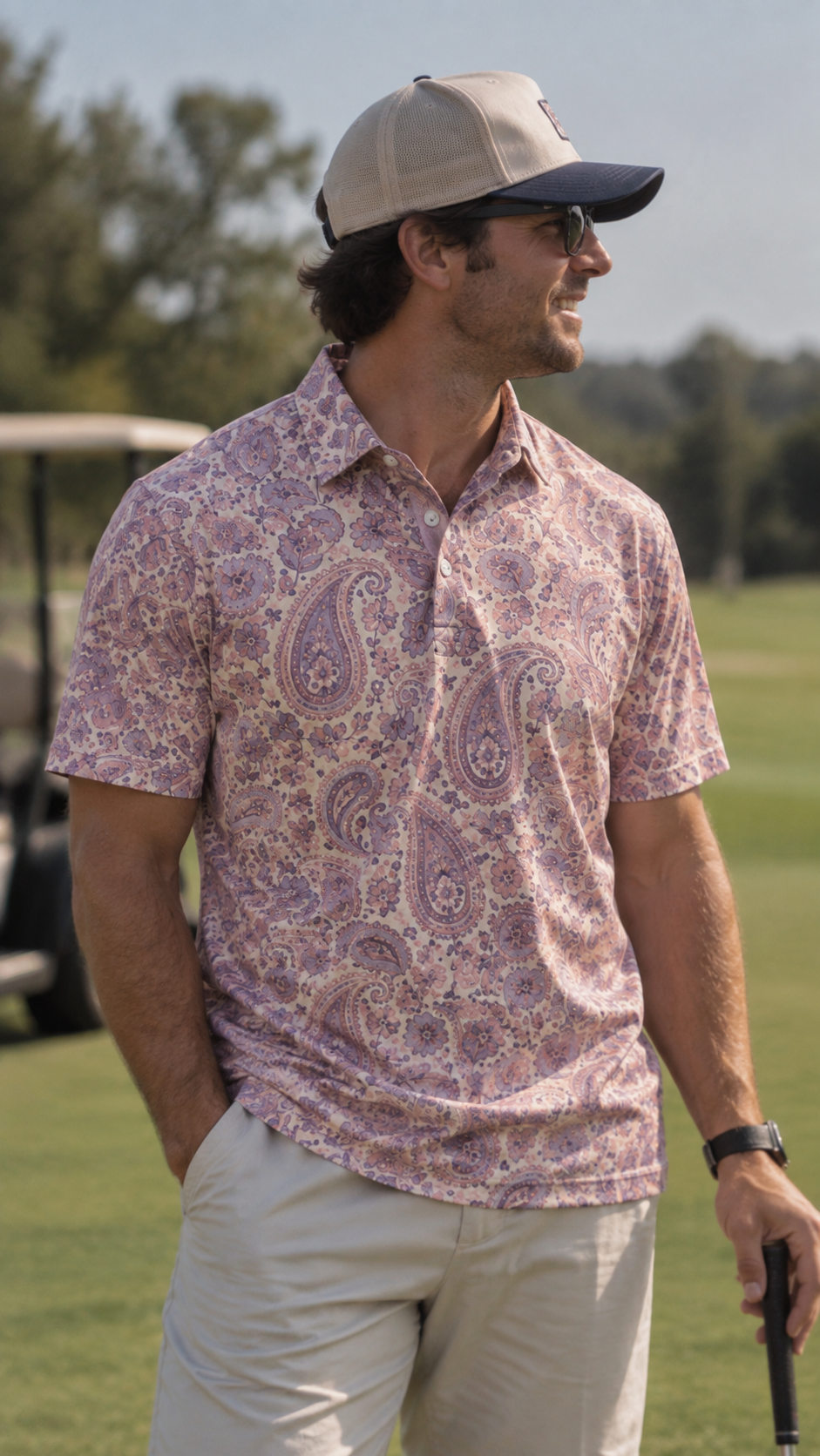 Blush Paisley Golf Polo