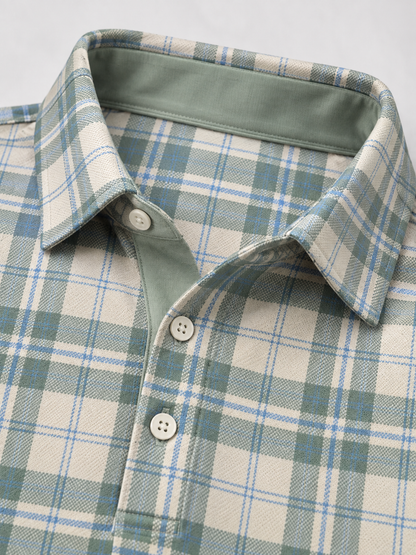 Sage Plaid Performance Golf Polo