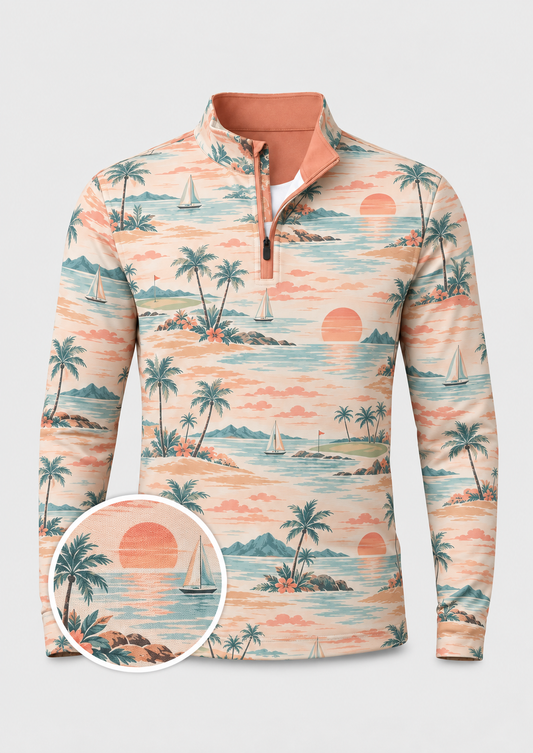 Sunset Cove Tropical Quarter-Zip Pullover