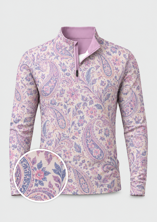 Lavender Paisley Quarter-Zip Pullover