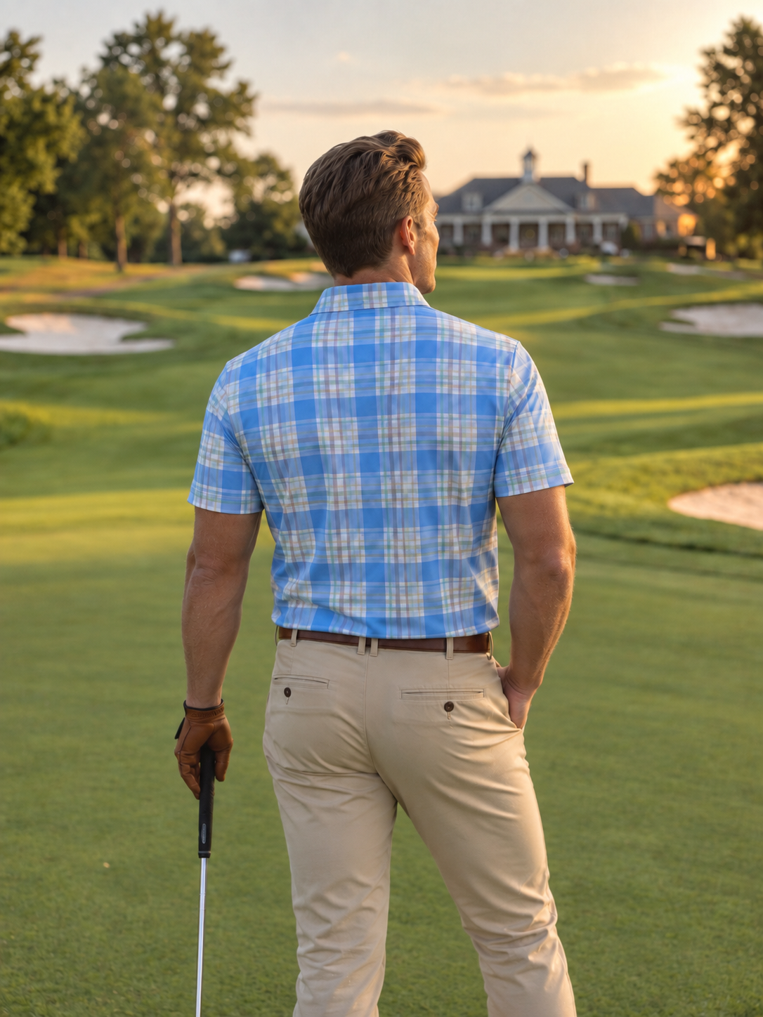 Seaside Plaid Performance Golf Polo