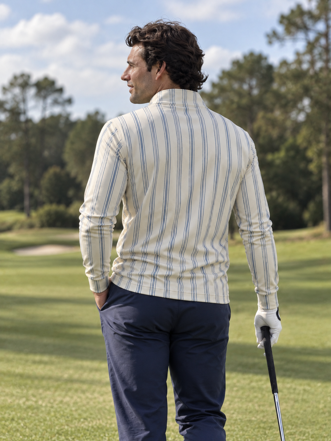 Clubhouse Stripe Golf Quarter-Zip Pullover