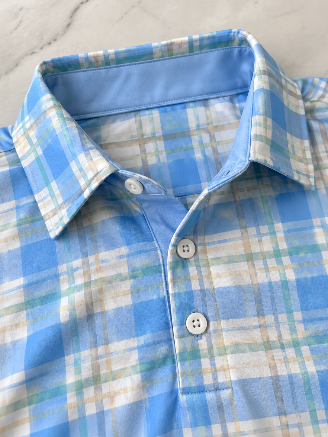 Seaside Plaid Performance Golf Polo