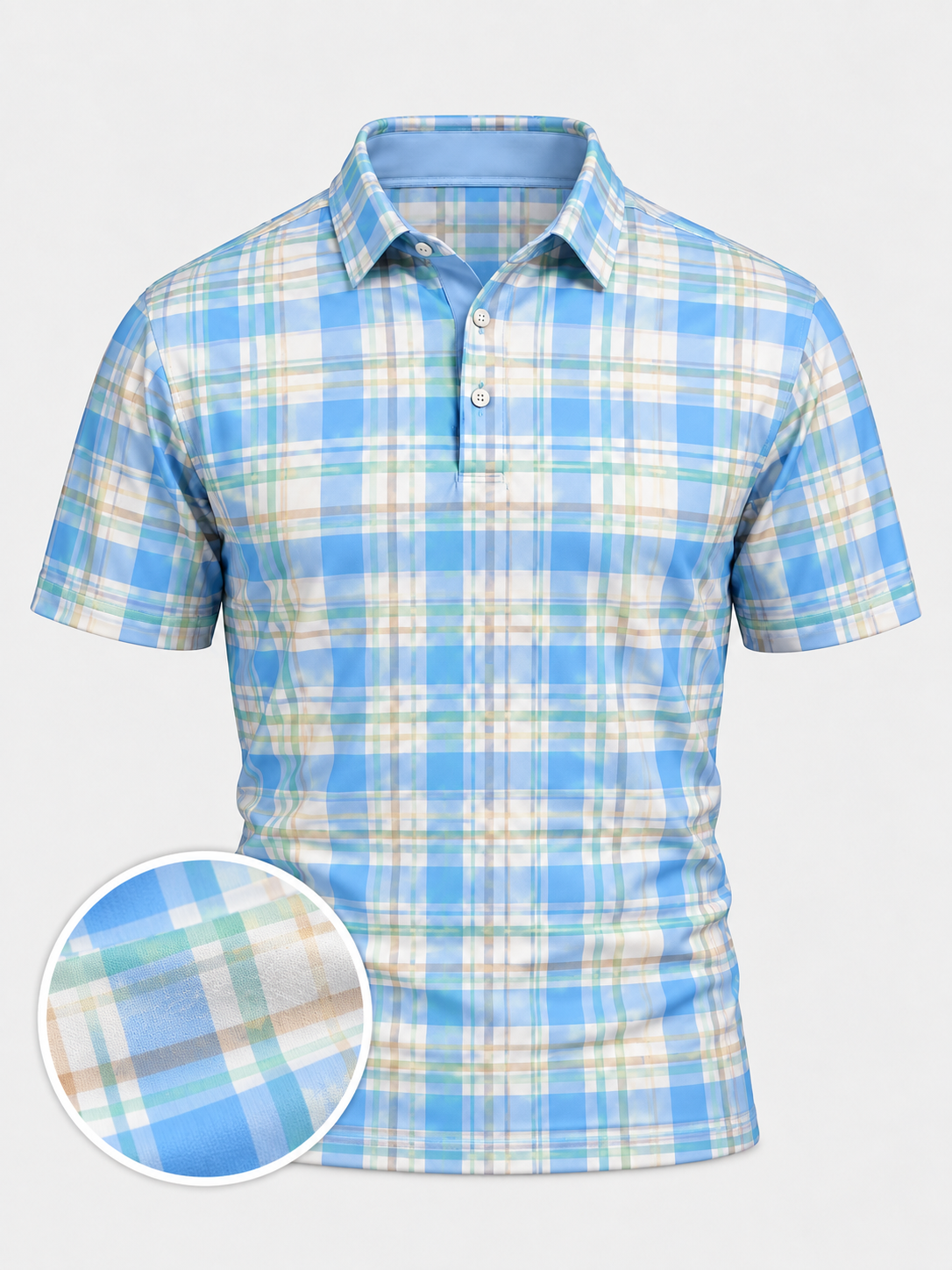 Seaside Plaid Performance Golf Polo