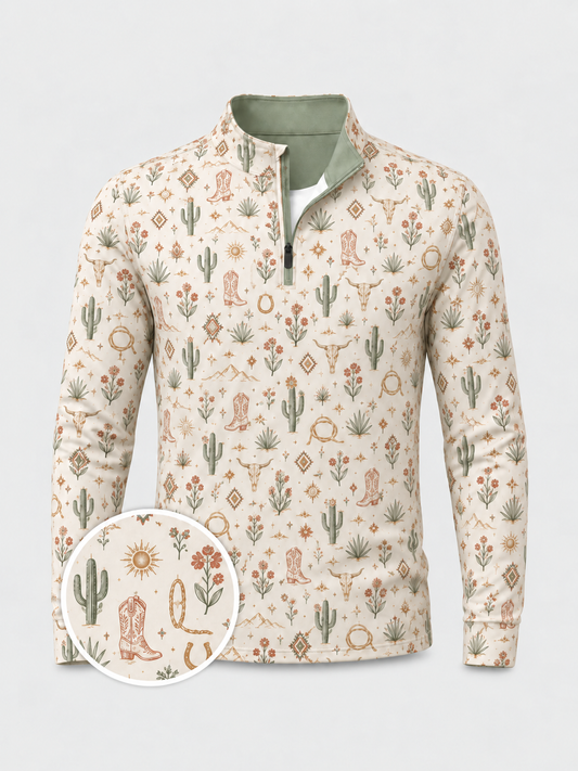 Desert Bloom Western Quarter-Zip Pullover