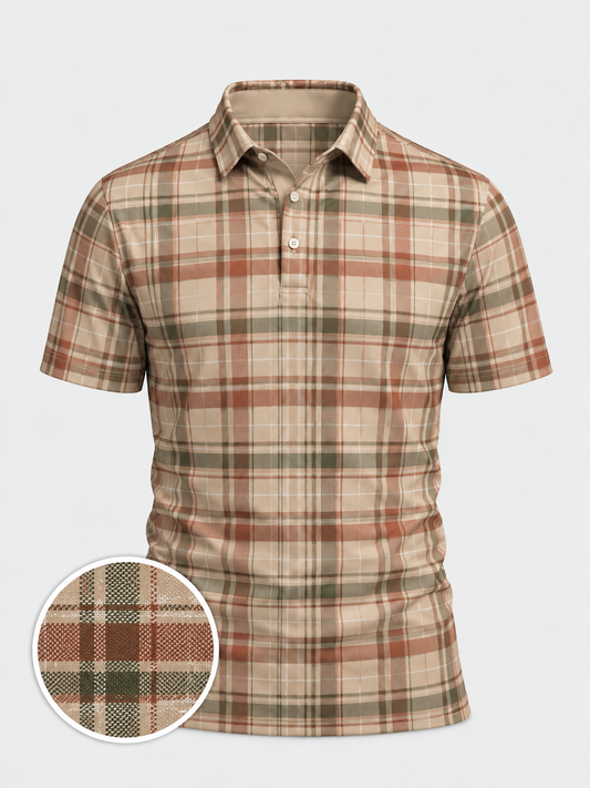 Canyon Plaid Performance Golf Polo