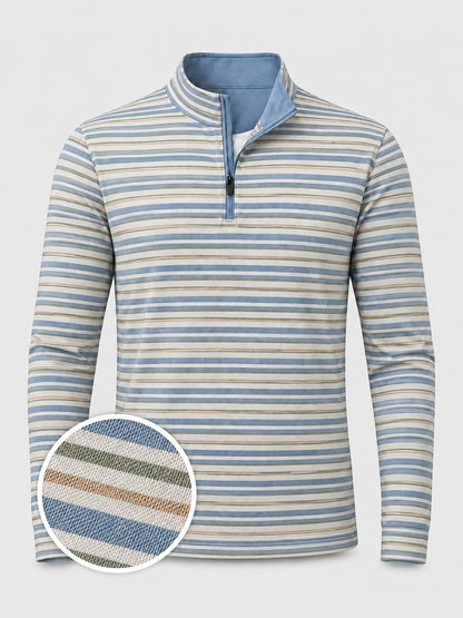 Coastal Stripe Golf Quarter-Zip Pullover