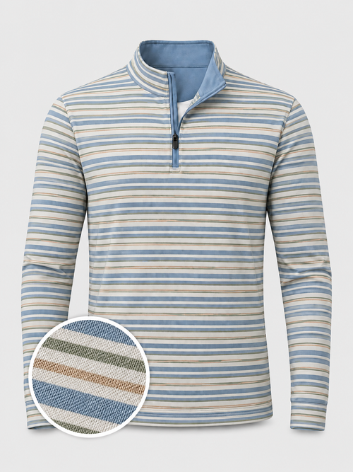 Coastal Stripe Golf Quarter-Zip Pullover