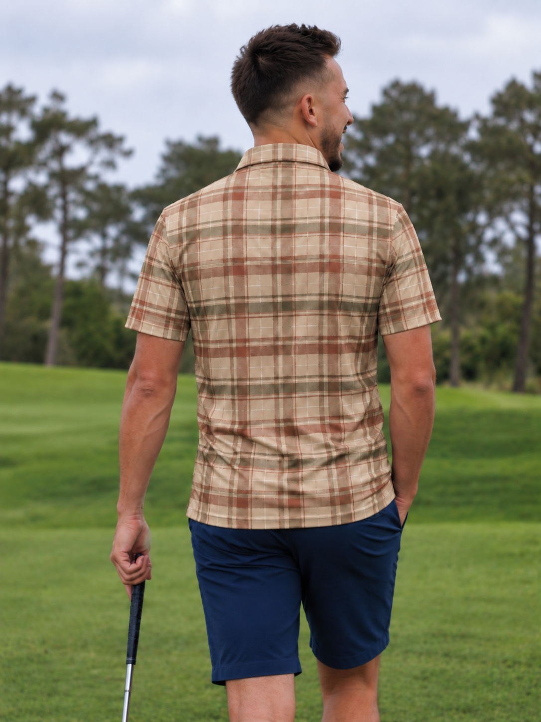 Canyon Plaid Performance Golf Polo