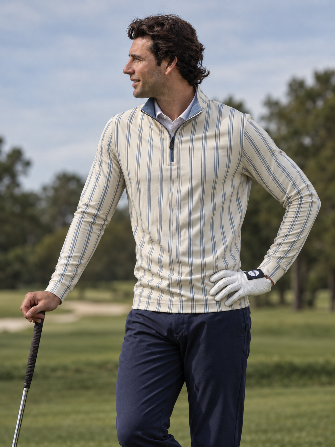 Clubhouse Stripe Golf Quarter-Zip Pullover
